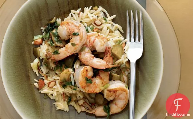 Sautéed Shrimp with Green Olives, Scallions and Anchovies