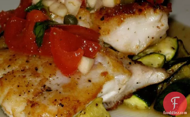 Pan-Roasted Pacific Rockfish With Fresh Tomatoes, Capers And Garlic