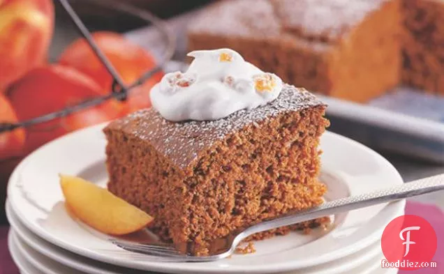 Gingerbread With Peach Whipped Cream
