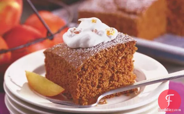 Gingerbread Cake With Peach Whipped Cream
