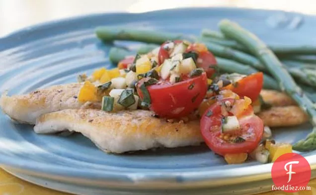 Pan-Fried Sole with Cucumber and Tomato Salsa