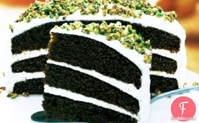 Gingerbread Layer Cake with Cream Cheese Frosting and Candied Pistachios