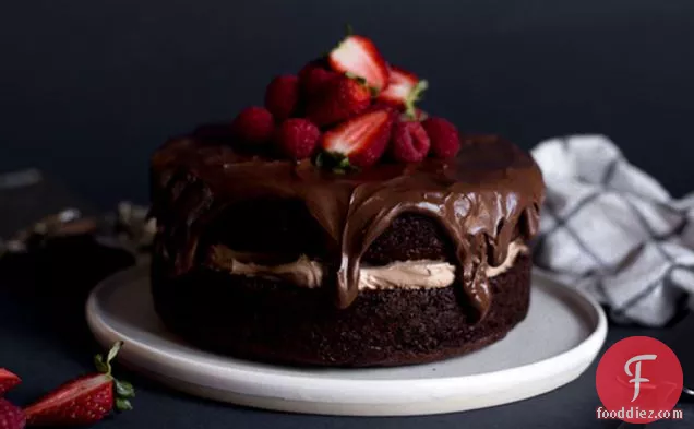 Glazed Chocolate-Sour Cream Cake