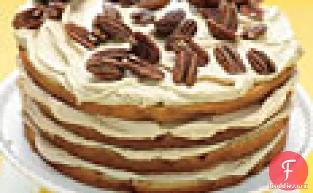 Banana Layer Cake with Caramel Cream and Pecans