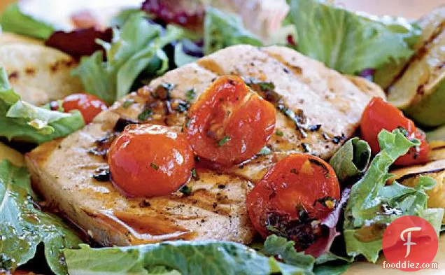 Grilled Swordfish with Tomato-Molasses Dressing