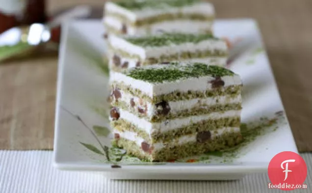 Green Tea Cake With Red Bean Filling