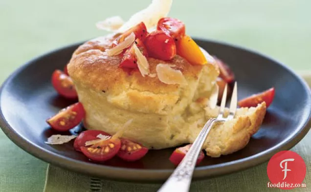 Fallen Grits Soufflés With Tomatoes And Goat Cheese