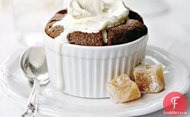 Chocolate Soufflés With Brown Sugar And Rum Whipped Cream