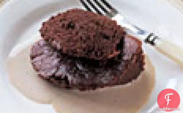 Bittersweet Chocolate Soufflé with Earl Grey Custard Sauce