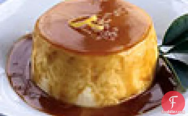 Chilled Lemon Souffles with Caramel Sauce