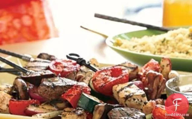 Surf 'n' Turf Kebabs with Cilantro-Lime Sauce