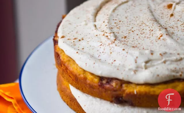 Pumpkin Spice Cinnamon Bun Cake With Cream Cheese Frosting