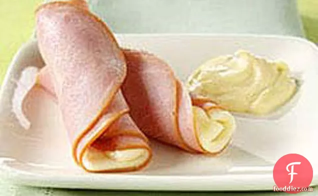 Hot Ham & Swiss Roll-Ups with Dijon Dipping Sauce