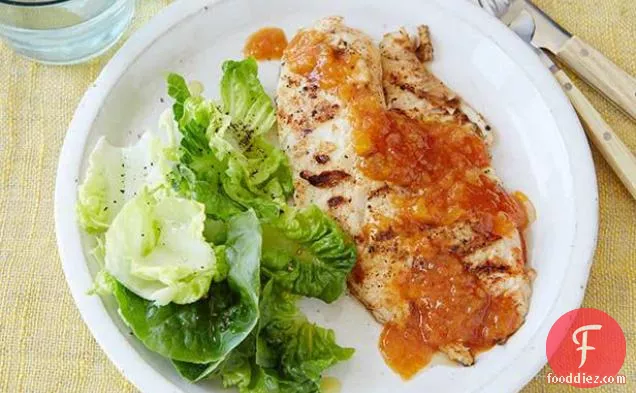 Grilled Tilapia with Peach BBQ Sauce
