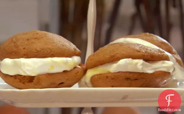 Gingerbread Whoopie Pies with Lemon-Molasses Swirled Fluffy Frosting