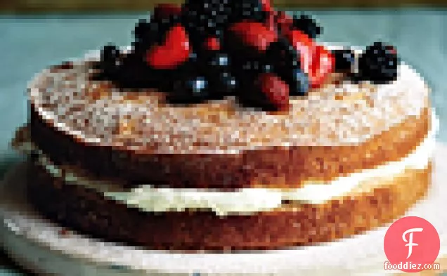 Mascarpone-Filled Cake with Sherried Berries