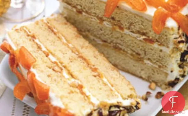 Hazelnut Crunch Cake with Honeyed Kumquats