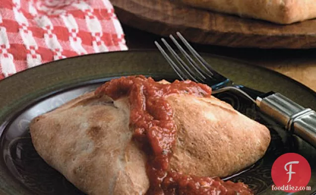 Lamb, Goat Cheese, and Roasted Pepper Calzones