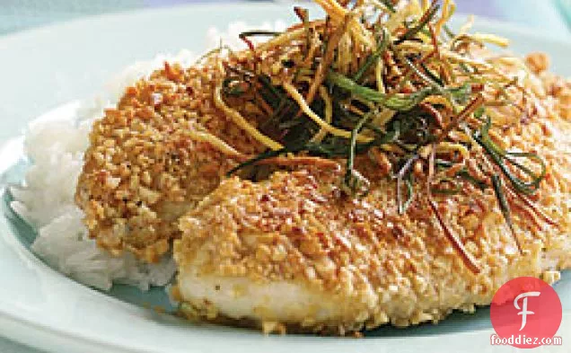 Peanut-crusted Tilapia With Frizzled Ginger And Scallions