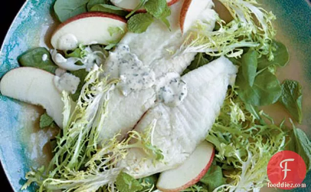 Broiled Tilapia with Frisée-Apple Salad and Mustard-Parsley Sauce