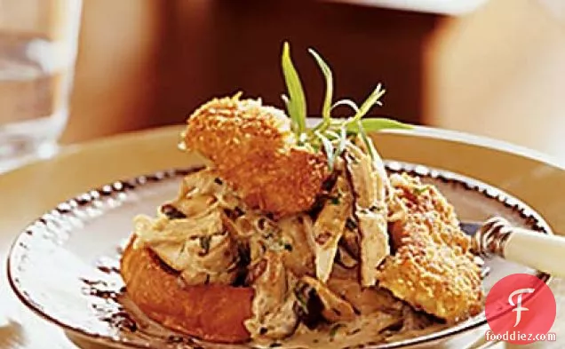 Open-Faced Turkey Croissant with Pan-Fried Oysters