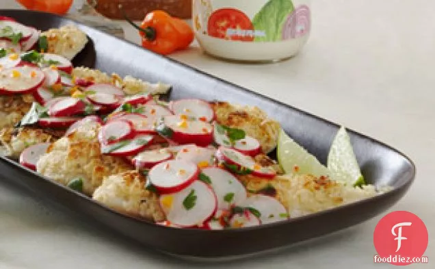 Tortilla-Crusted Fish with Radish Salad