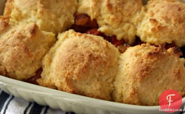 Garlicky Cherry Tomato Cobbler With Cornbread Biscuits