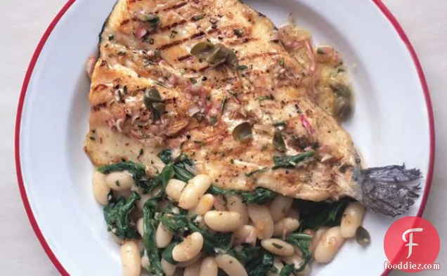 Grilled Trout with White Beans and Caper Vinaigrette