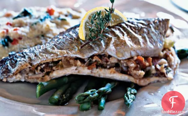 Mushroom and Bacon-Stuffed Trout