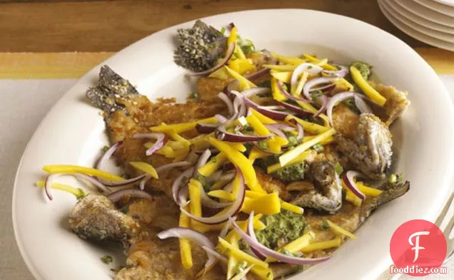 Pan-Seared Trout with Chimichurri and Mango Slaw