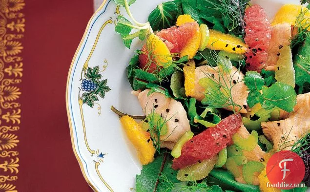 Citrus and Mesclun Salad with Marinated Trout