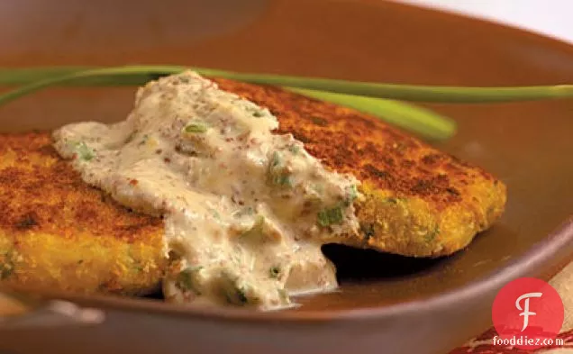 Smoked Trout Cakes with Mustard-Chive Cream Sauce