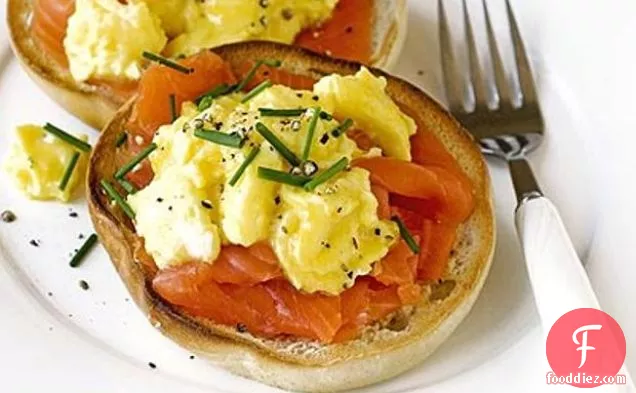 Scrambled Egg, Smoked Trout & Chive Bagels