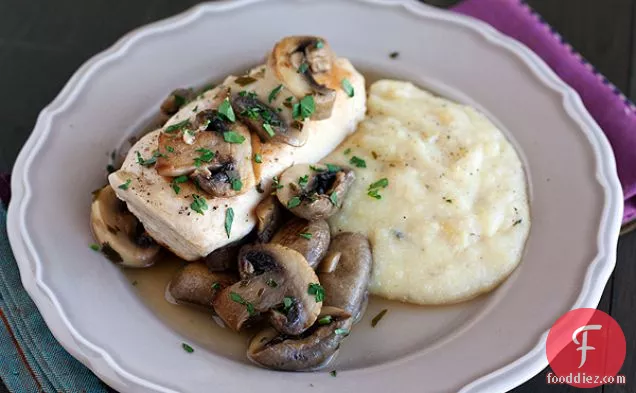 Braised Chicken With Mushrooms And Oven-baked Polenta
