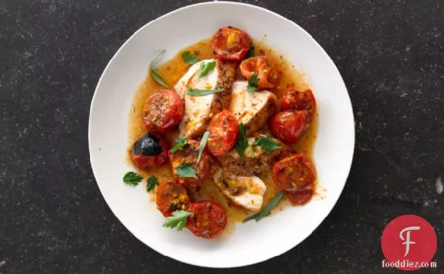 Chicken With Herb-roasted Tomatoes And Pan Sauce