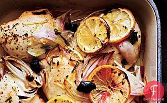 जैतून और नींबू के साथ चिकन