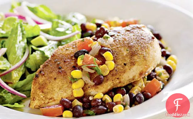 दक्षिण-पश्चिमी साल्सा के साथ चिकन