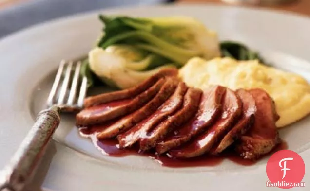 Seared Duck Breast with Ginger-Rhubarb Sauce