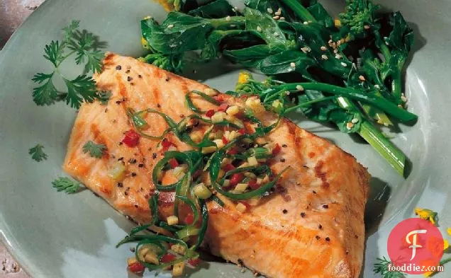 Grilled Salmon with Ginger and Green Onion Relish