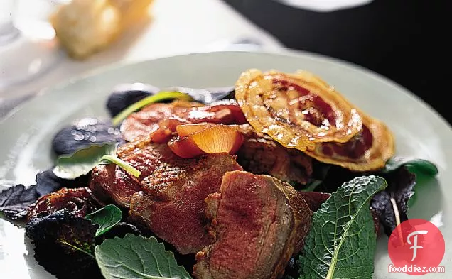 Pan-Roasted Duck Breasts with Onions and Crisp Pancetta