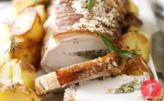 Roast Pork Loin With Sage & Fennel Butter & Cracked Rosemary Ro