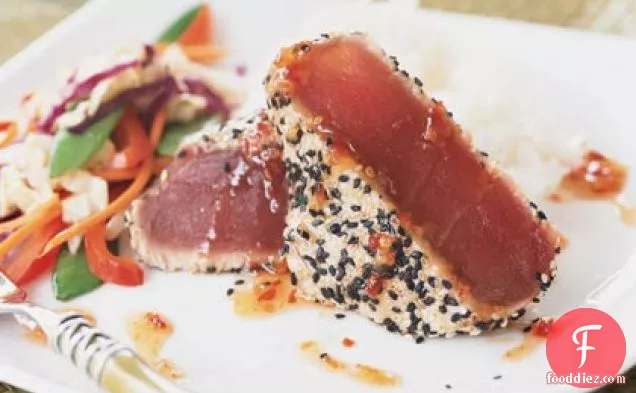 Sesame-crusted Tuna with Teriyaki Stir-Fry
