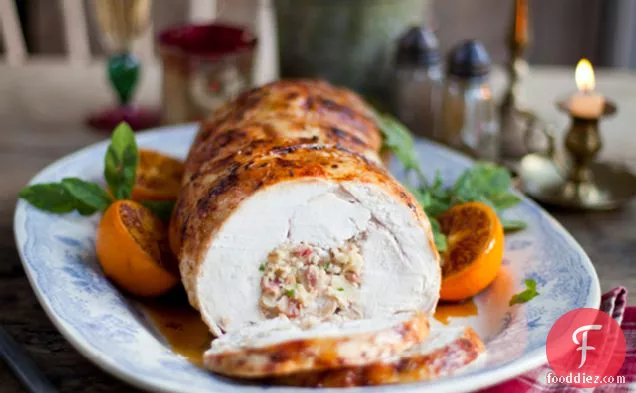 Boned And Rolled Maple And Orange Glazed Turkey With Apple And