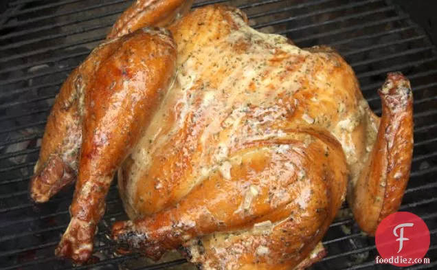 Spatchcocked Grilled Turkey With Sage Butter Baste