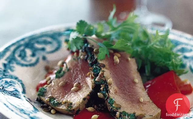 Grilled Tuna with Coriander Seeds and Cilantro