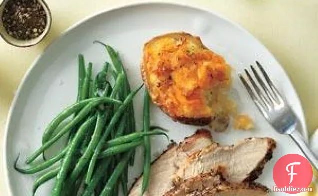 Roasted Turkey With Cheddar-stuffed Potatoes