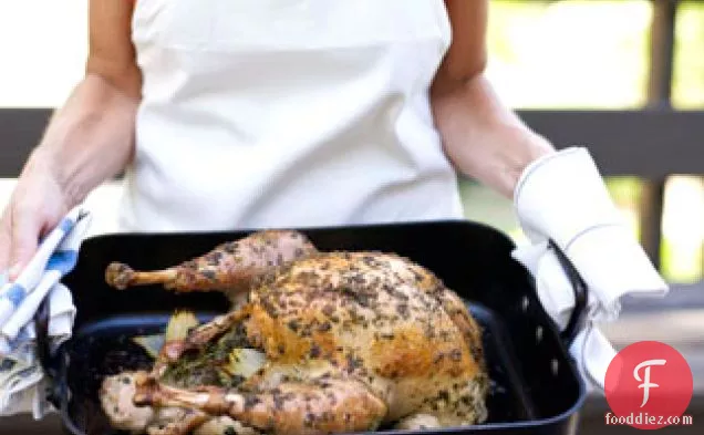 Grill-roasted Herbed Turkey With Chardonnay Gravy