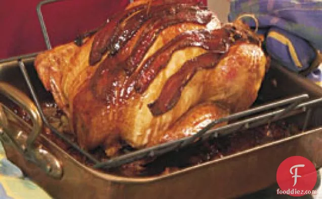 Maple-bacon Glazed Turkey With Wild Rice & Cornbread Stuffing &