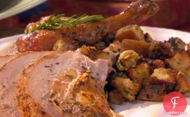 Roasted Turkey with Artichoke-Sausage Stuffing