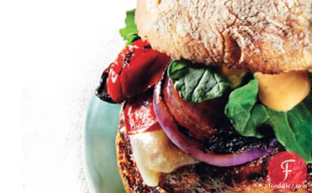 Grilled Turkey Burgers With Cheddar And Smoky Aioli